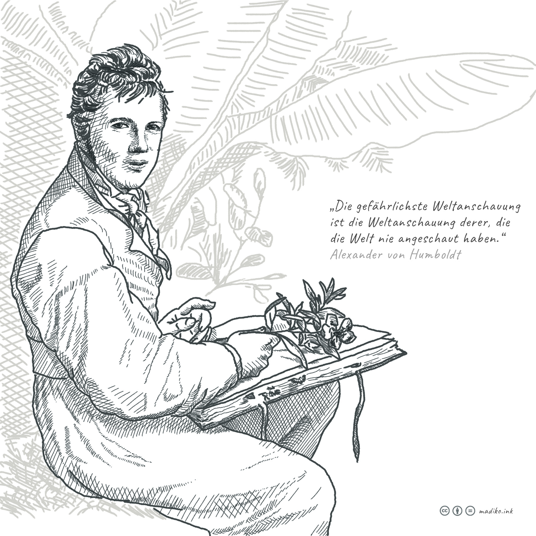zitatinte: Alexander von Humboldt -- Weltanschauung. Bild: cc Franziska Köppe | madiko