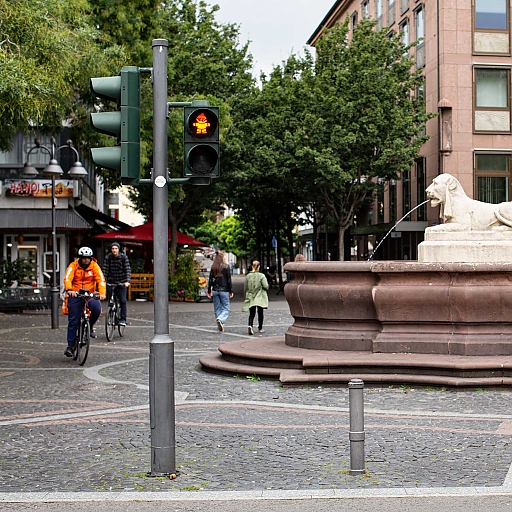 Mainzelmännchen-Ampel am Neubrunnenplatz (rot)